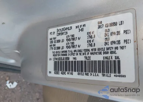 2003 Dodge Ram 1500 Slt/Laramie/St z USA, uszkodzony, nr VIN 1D7HA18D33J619550